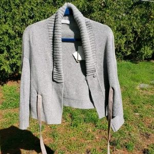Brunello Cucinelli Grey Cropped Side Tie Sweater
